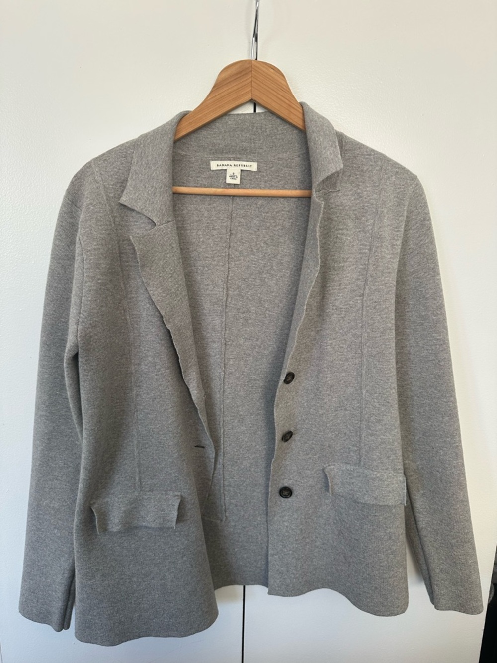 Banana Republic Light Gray Knit Blazer Cardigan